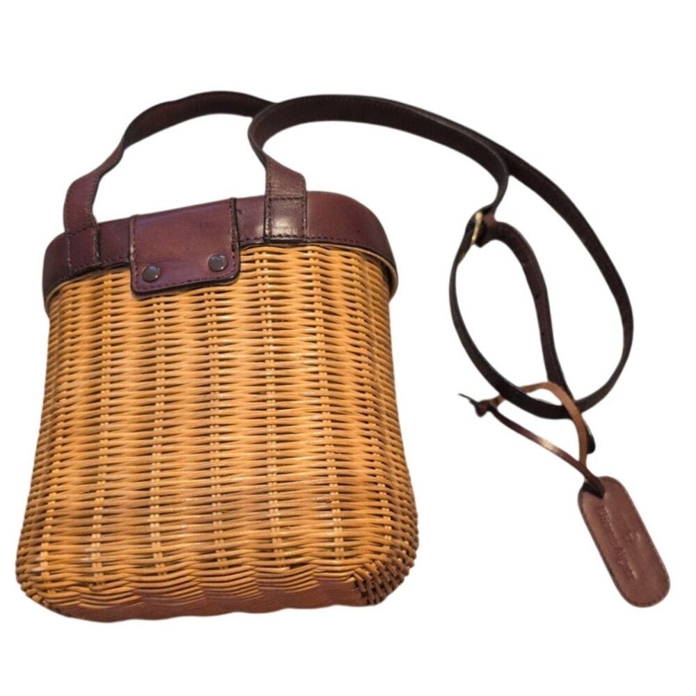 Vintage Etienne Aigner Wicker Basket Purse Leather Top Excellent - Picture 3 of 6
